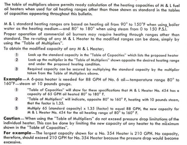 Oil Heater Capacities for Non Standard Operating Conditions